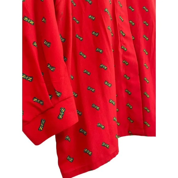 Vintage Rodier Paris Womens Blouse Bow Tie Red Batwing size 40 US 10 - Picture 7 of 12